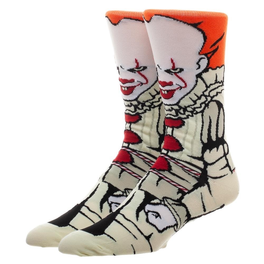 IT Pennywise 360 Socks Men's Crew Clown Horror Movie Bioworld 1 Pair Character